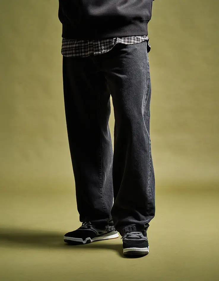 Casual Stone Washed Baggy Denim Jeans