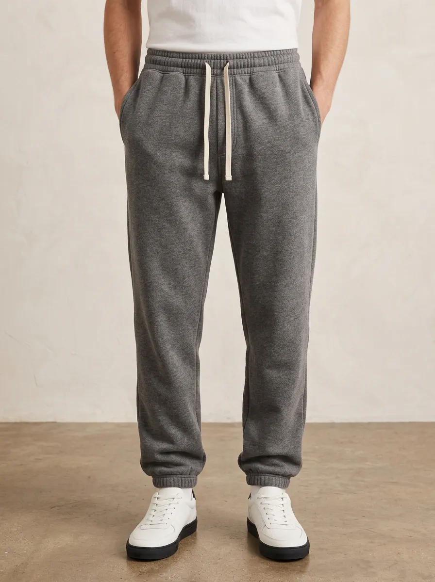 Men's Grey Drawstring Jogger Pants for Casual Wear