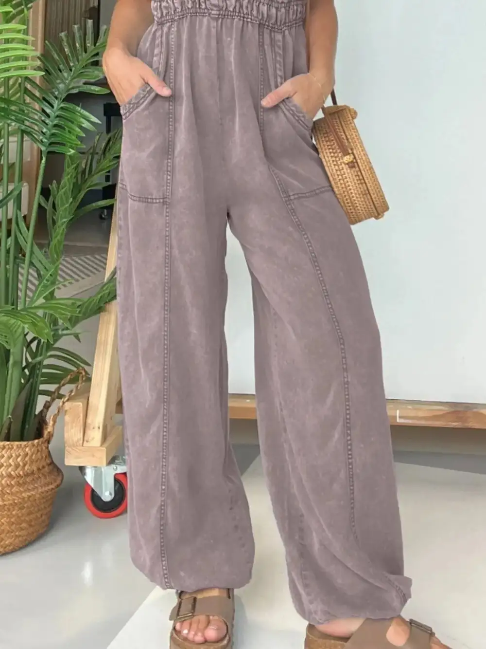 Plus Size Wide Leg Spaghetti Strap Accessory