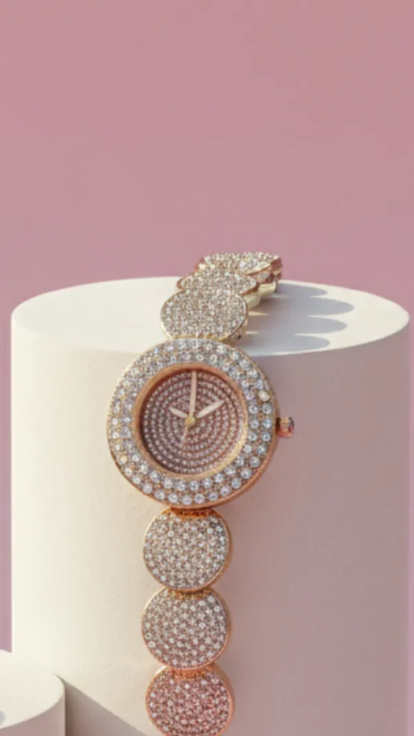 Crystal Link Floral Fashion Watch