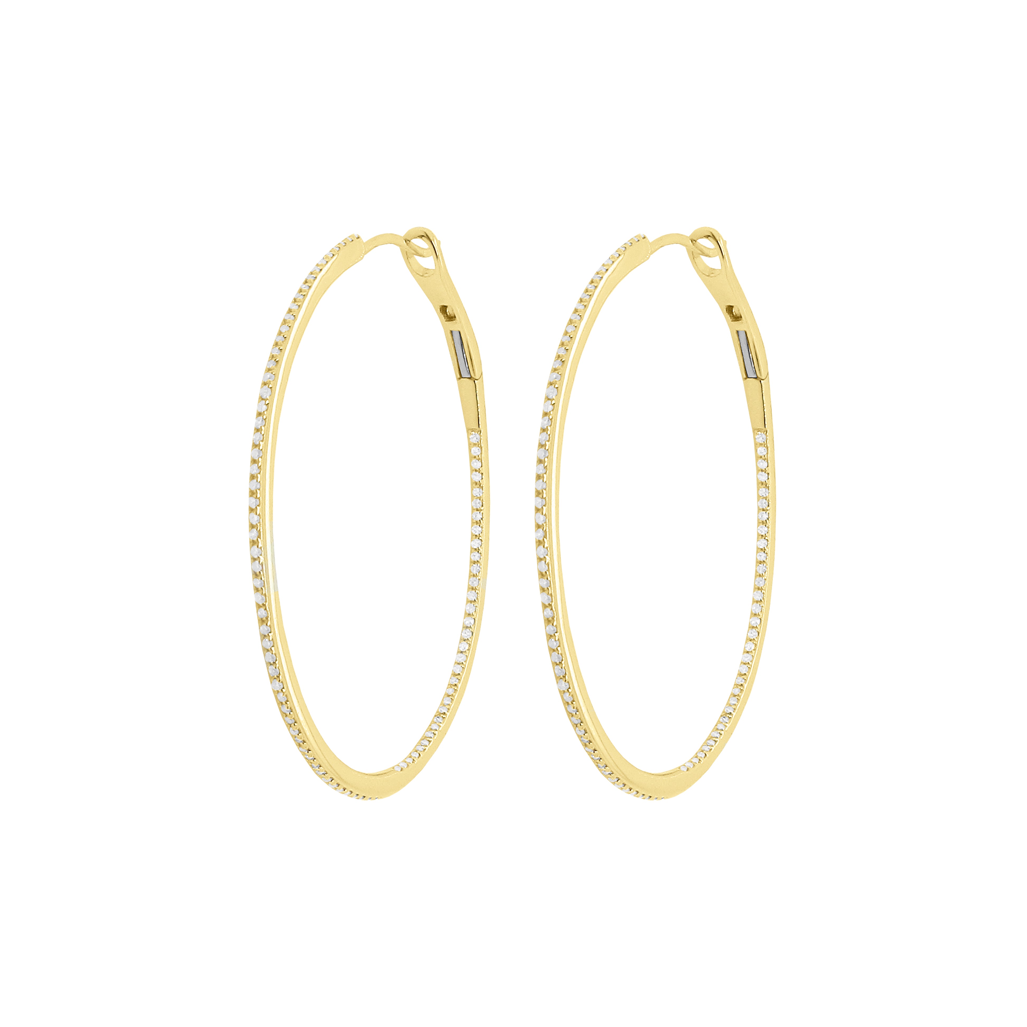 Textured Oval Gem Detail Hoop Earrings