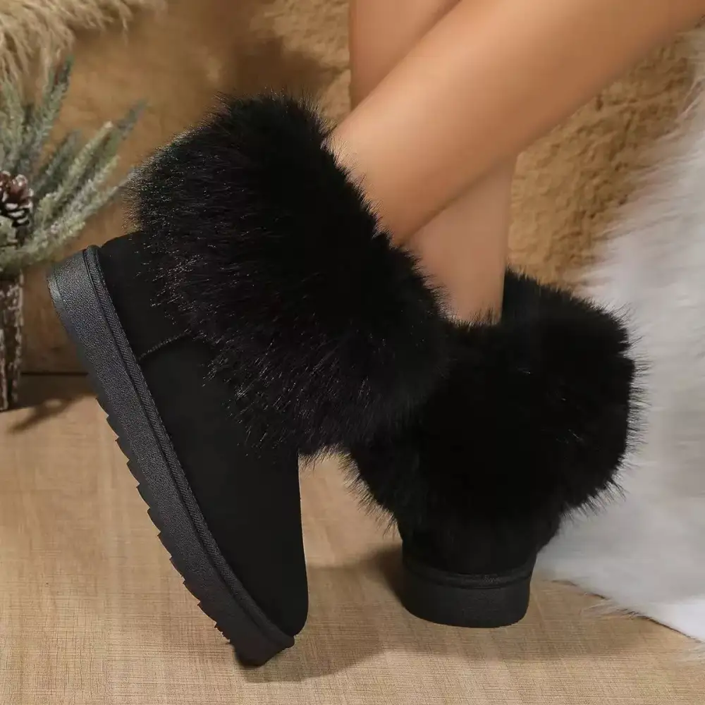 Fuzzy Trim Ankle Boots