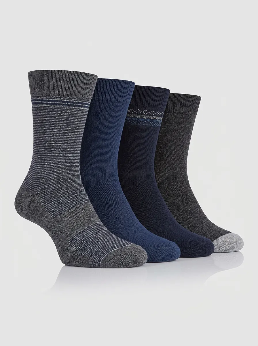 Streamlined Argyle Striped Business Casual Look Men's Four Pair Socks
