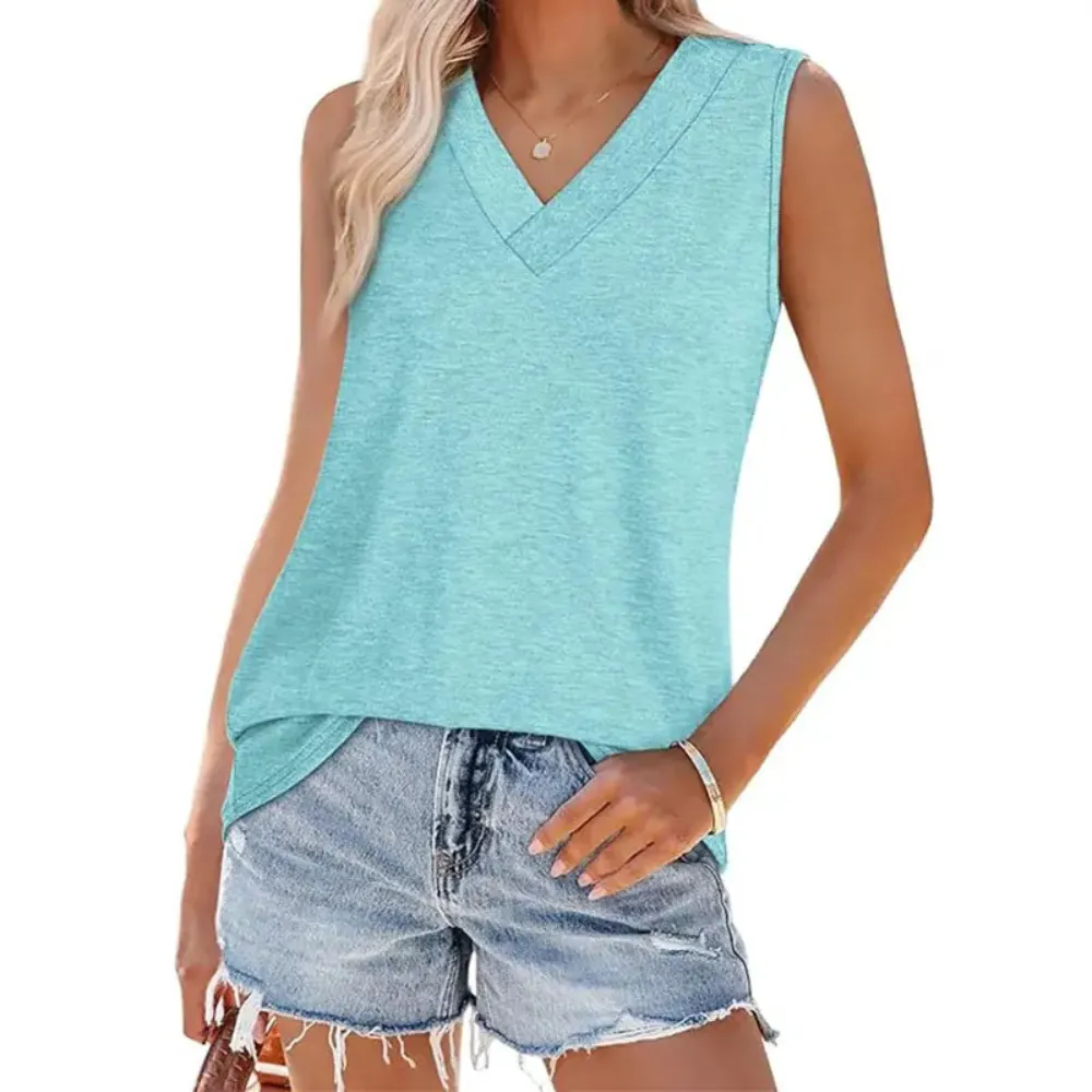 Women's 2026 V Neck Tank Tops Summer Sleeveless Loose Fit Basic Tee Trendy Casual Fashion Tops