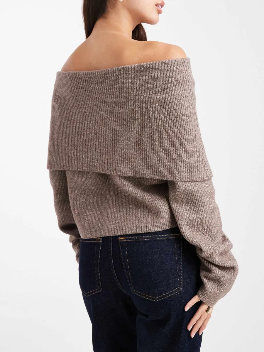 Off-Shoulder Ribbed Sweater