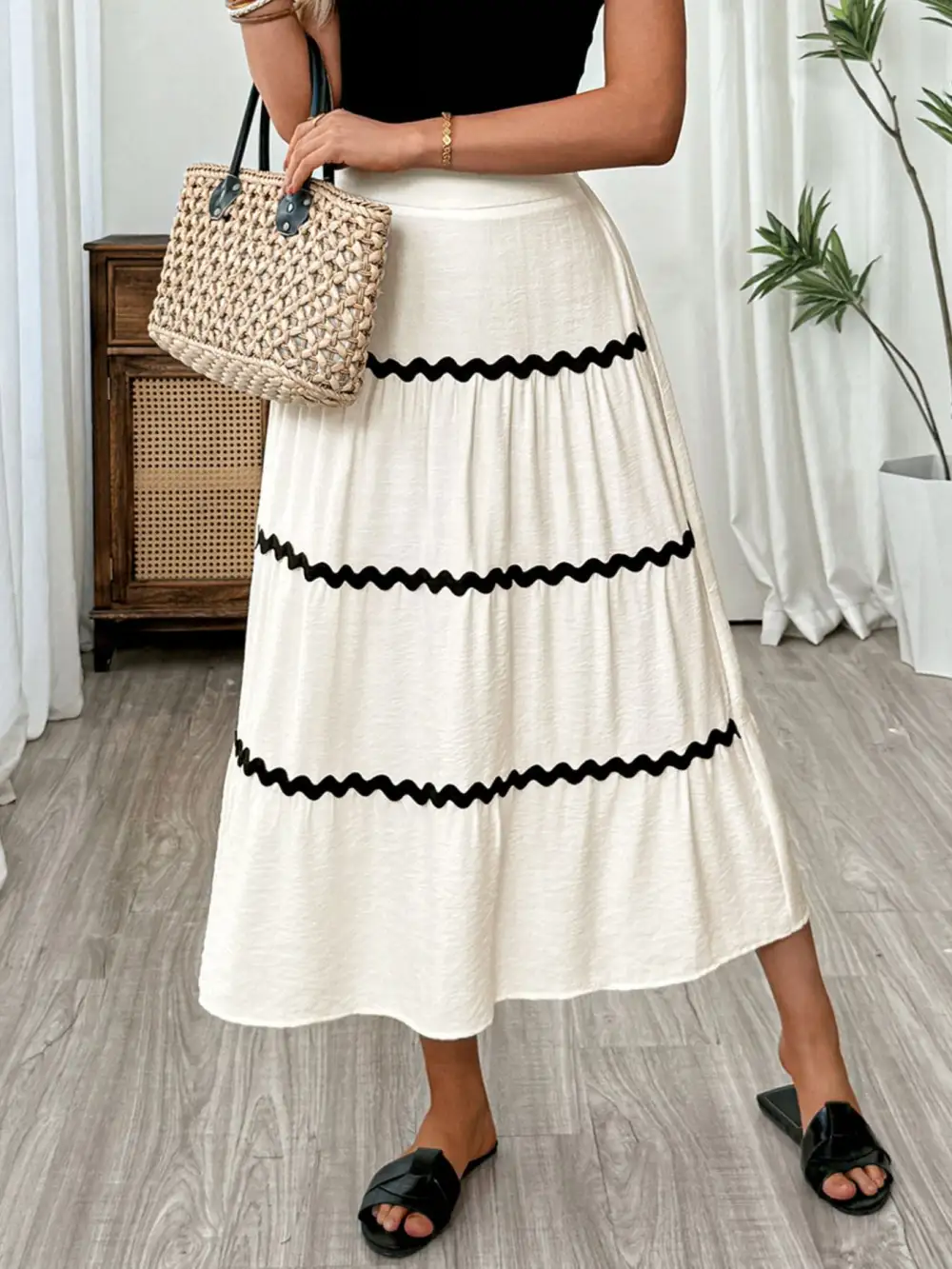 Fitted Ruched Tiered Skirt