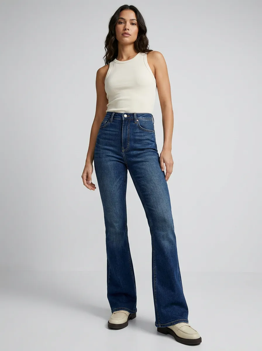 Polished Modern Women's High-Waist Stretch Flare Jeans