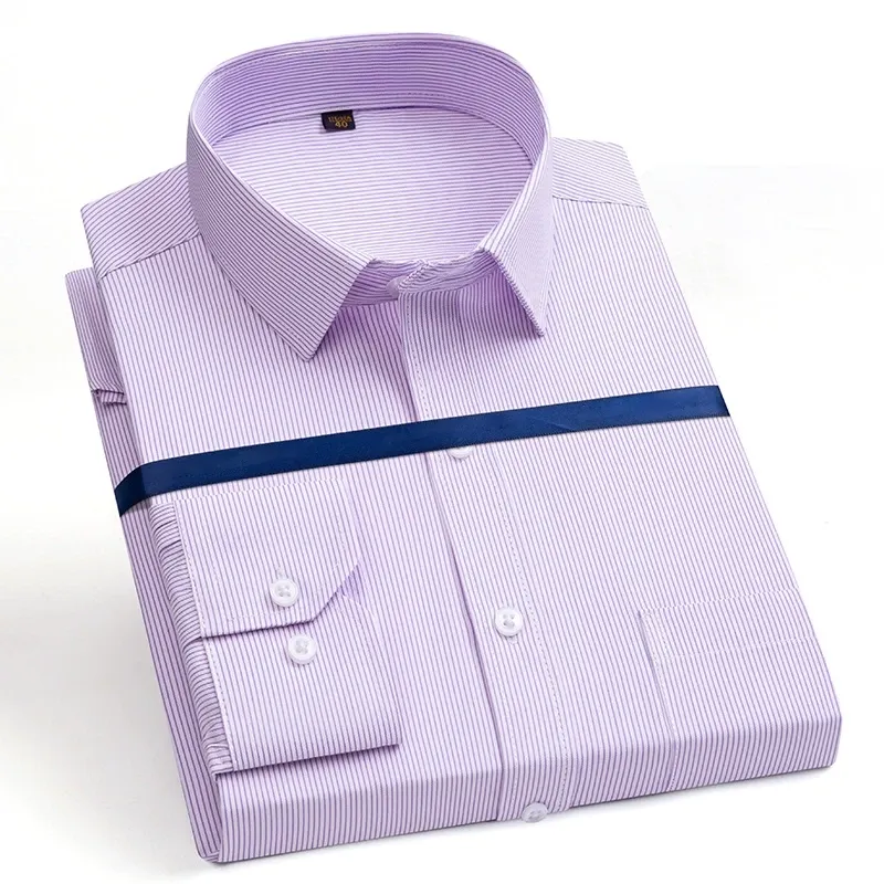 Men'S Long Sleeve Business Solid Color Cotton Breathable Shirt