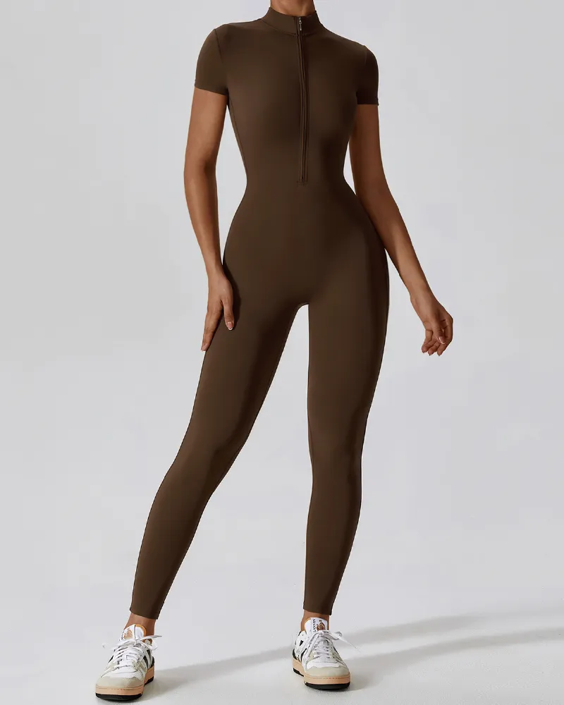 Mock Neck Zip Front Jumpsuit