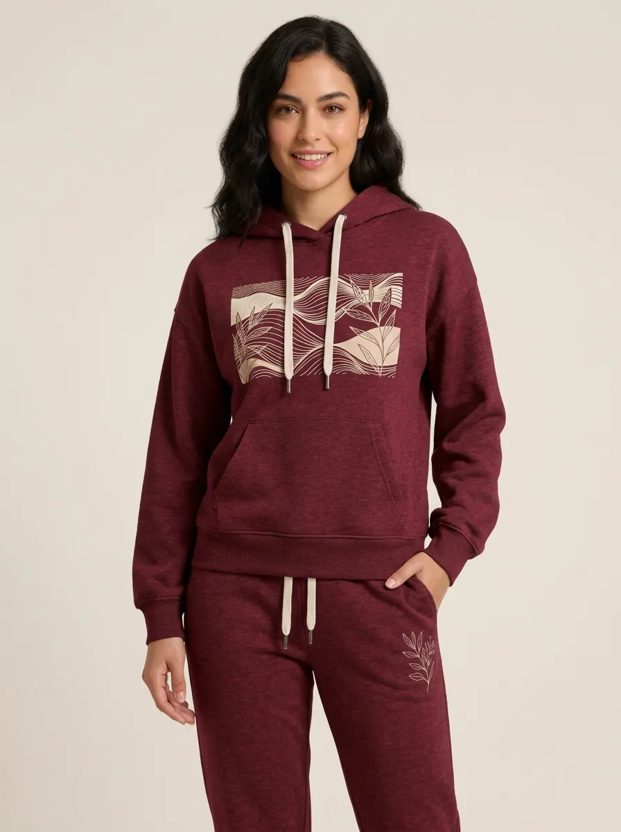 Women's Heather Grey Relaxed Fit Solid Hoodie & Jogger Pants Set