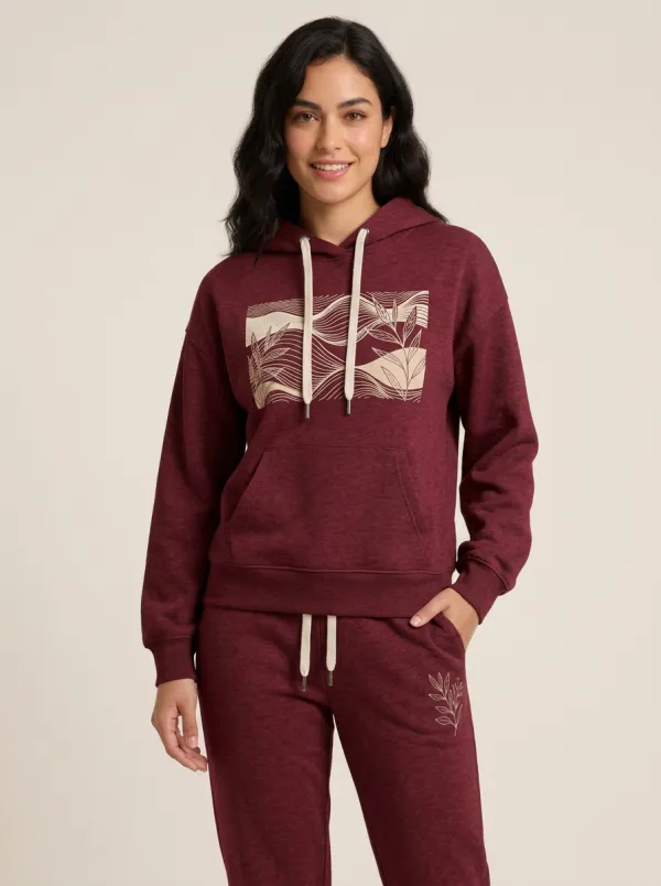 Women's Heather Grey Relaxed Fit Solid Hoodie & Jogger Pants Set