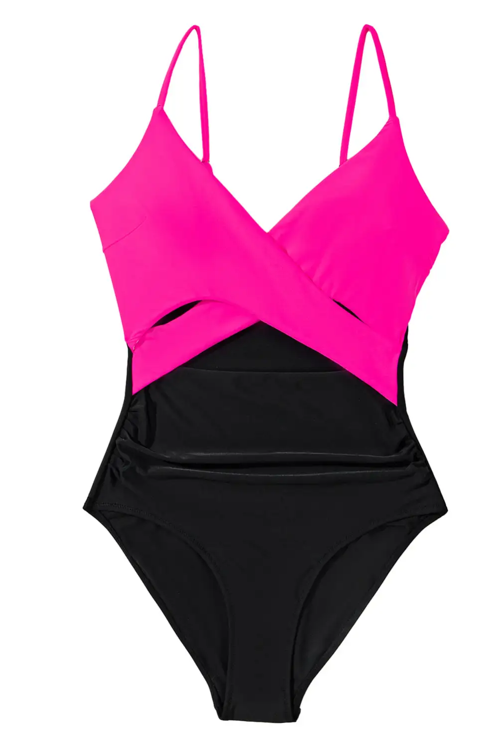 Crossover Blocked Pattern Panel Detail One Swimsuit