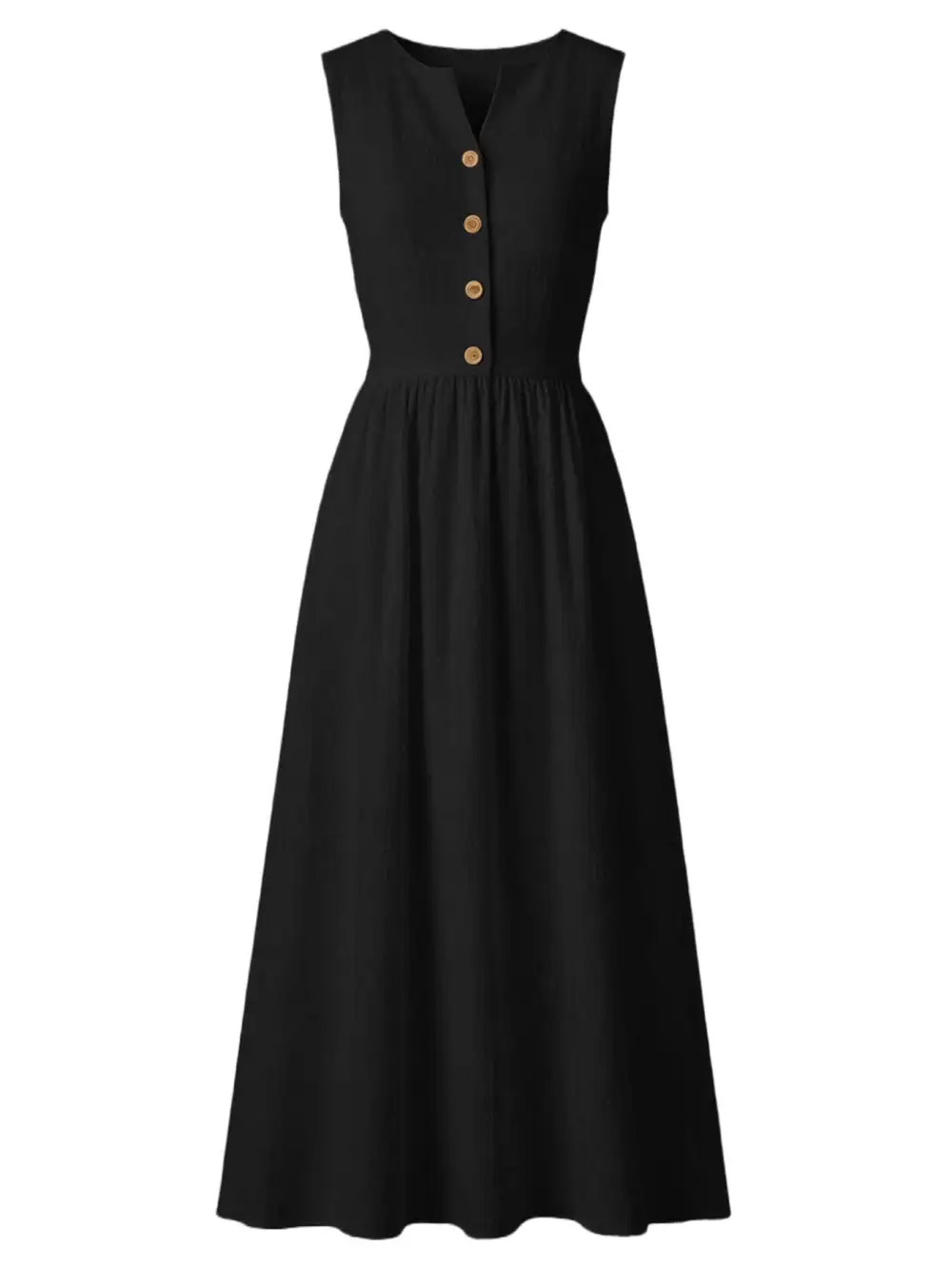 Clean Line Button Front Sleeveless Midi Dress