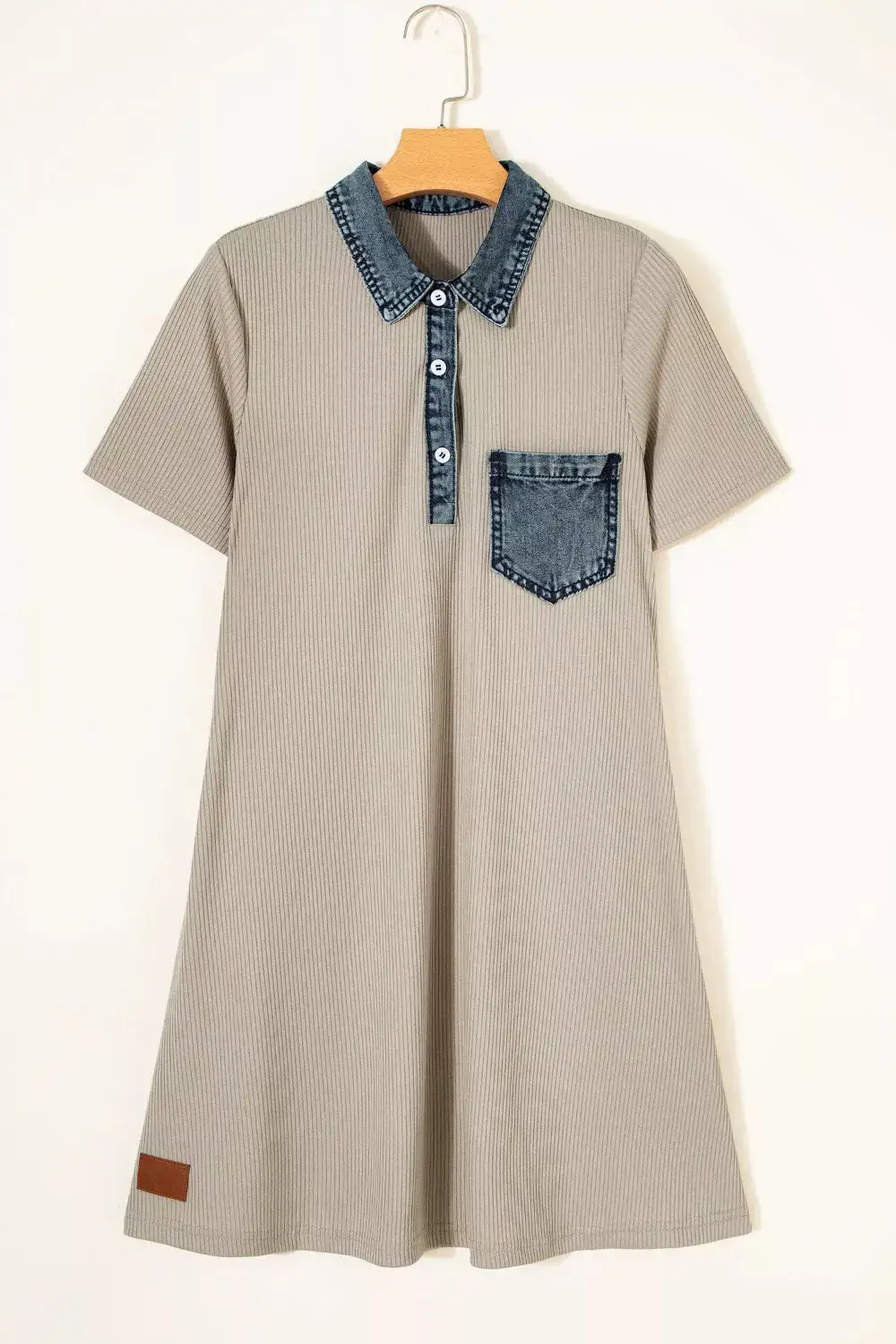 Denim Ribbed Mini Dress