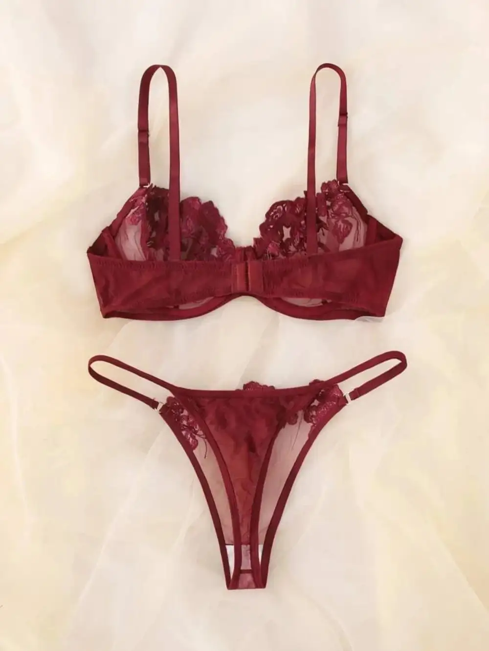 Layered Floral Embroidered Lingerie Set