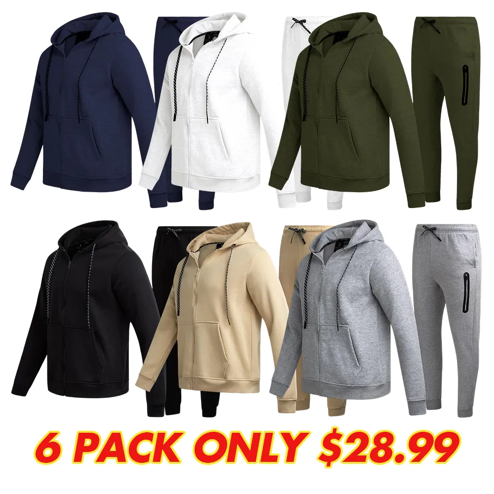 2 Piece Sweatsuit for Men with Zip Up Hoodie & Jogger Sweatpants