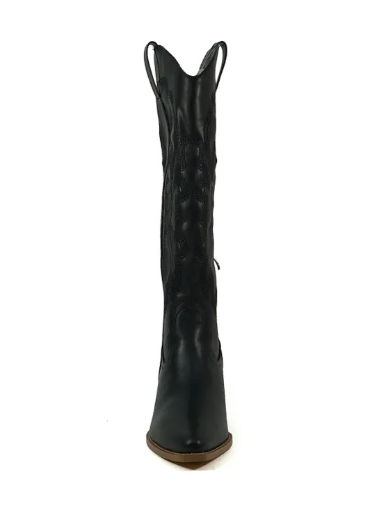 Faux-Leather Faux-Suede Suede Knee-High Boots