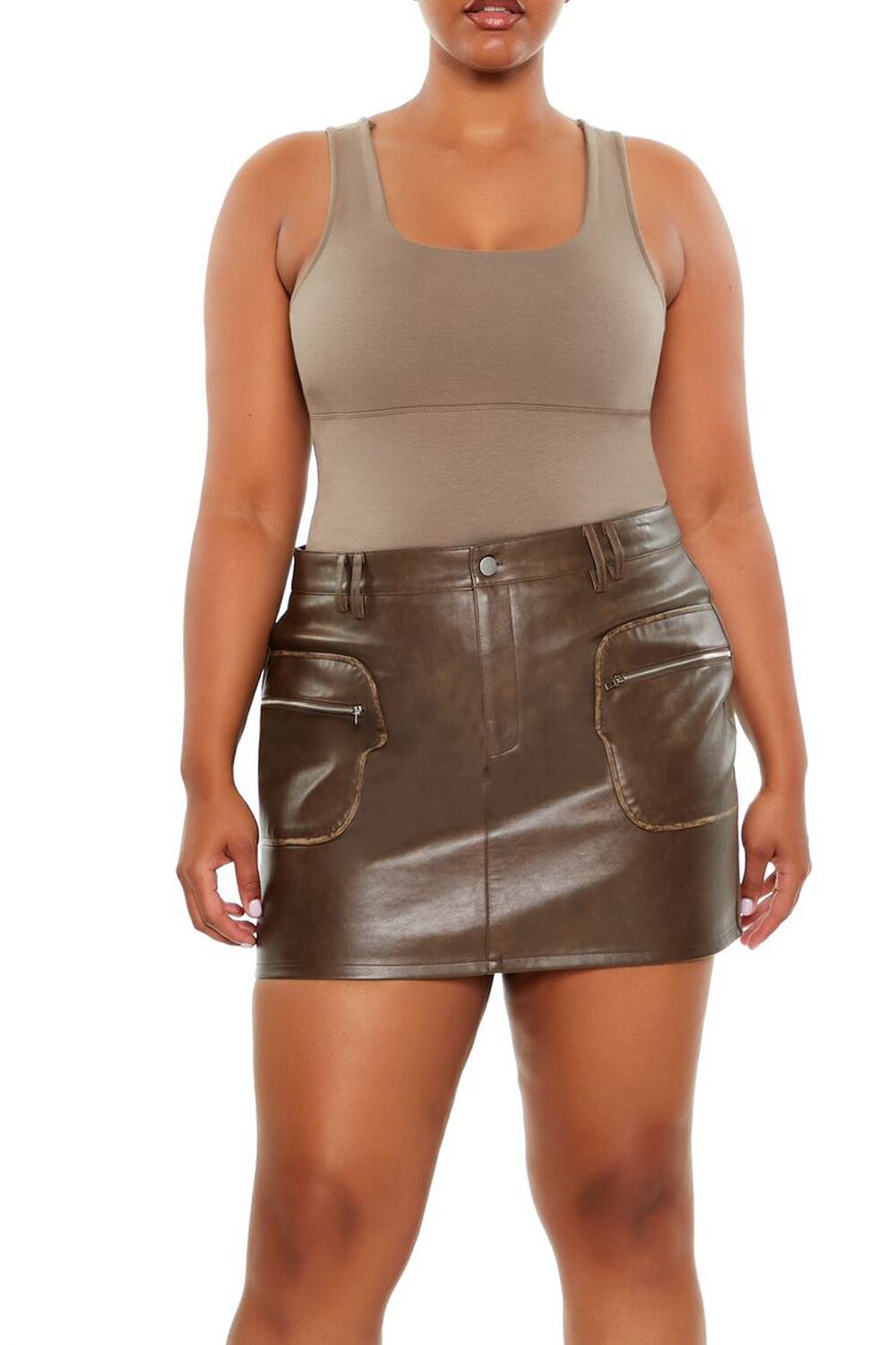 Plus Size Faux Leather Mini Skirt