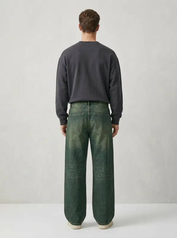 Wide Leg Patchwork Celestial Graphic Star Graphic Men's Loose Fit Jeans