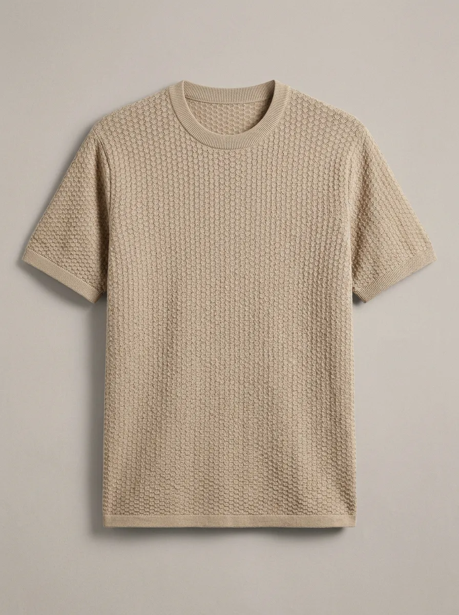 Textured-Knit Men's Knit Crew-Neck T-Shirt