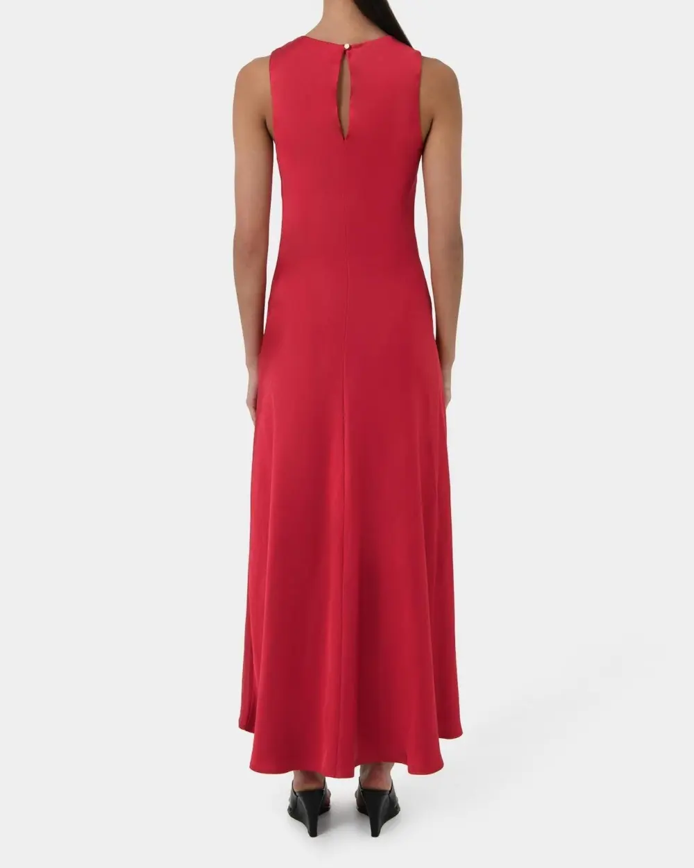 Round Neckline Satin Bias Dress