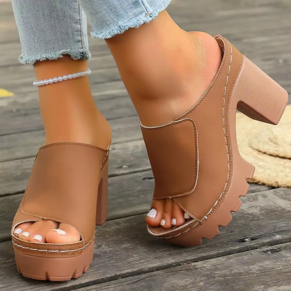 Streamlined Open Toe Block Heel Sandals
