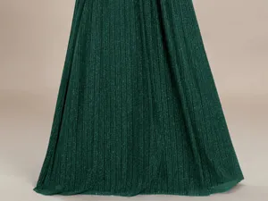 【EVER PRETTY 】curvy dress,Glittery Empire Waist A-Line Dress with Long Lantern Sleeves