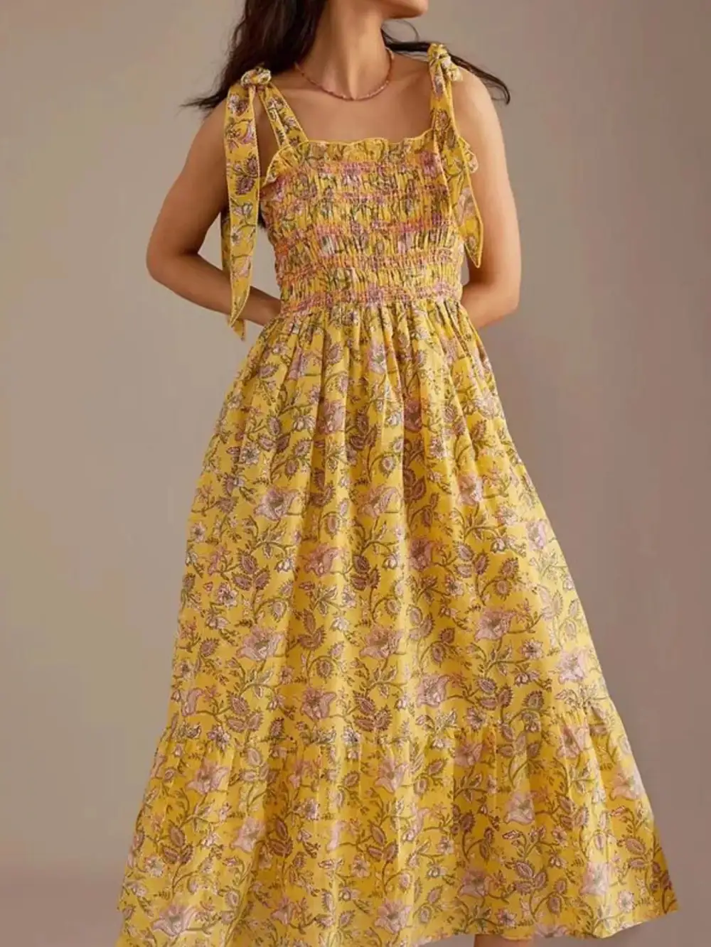 Floral Smocked Midi Dress
