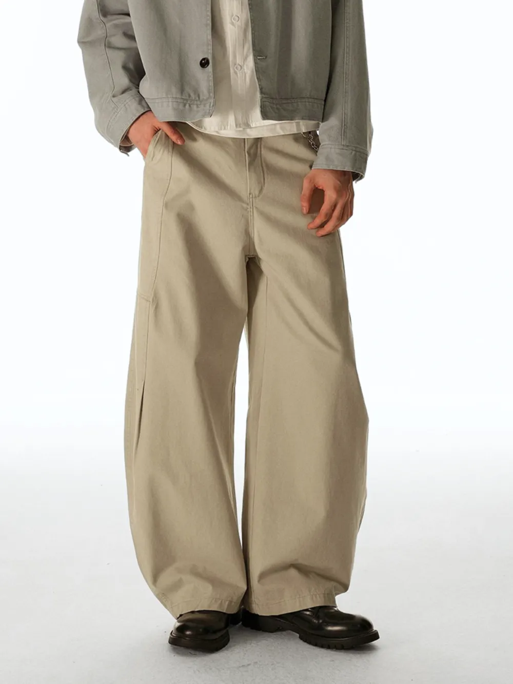 Cotton Breathable Curved-Leg Relaxed-Fit Casual Pants