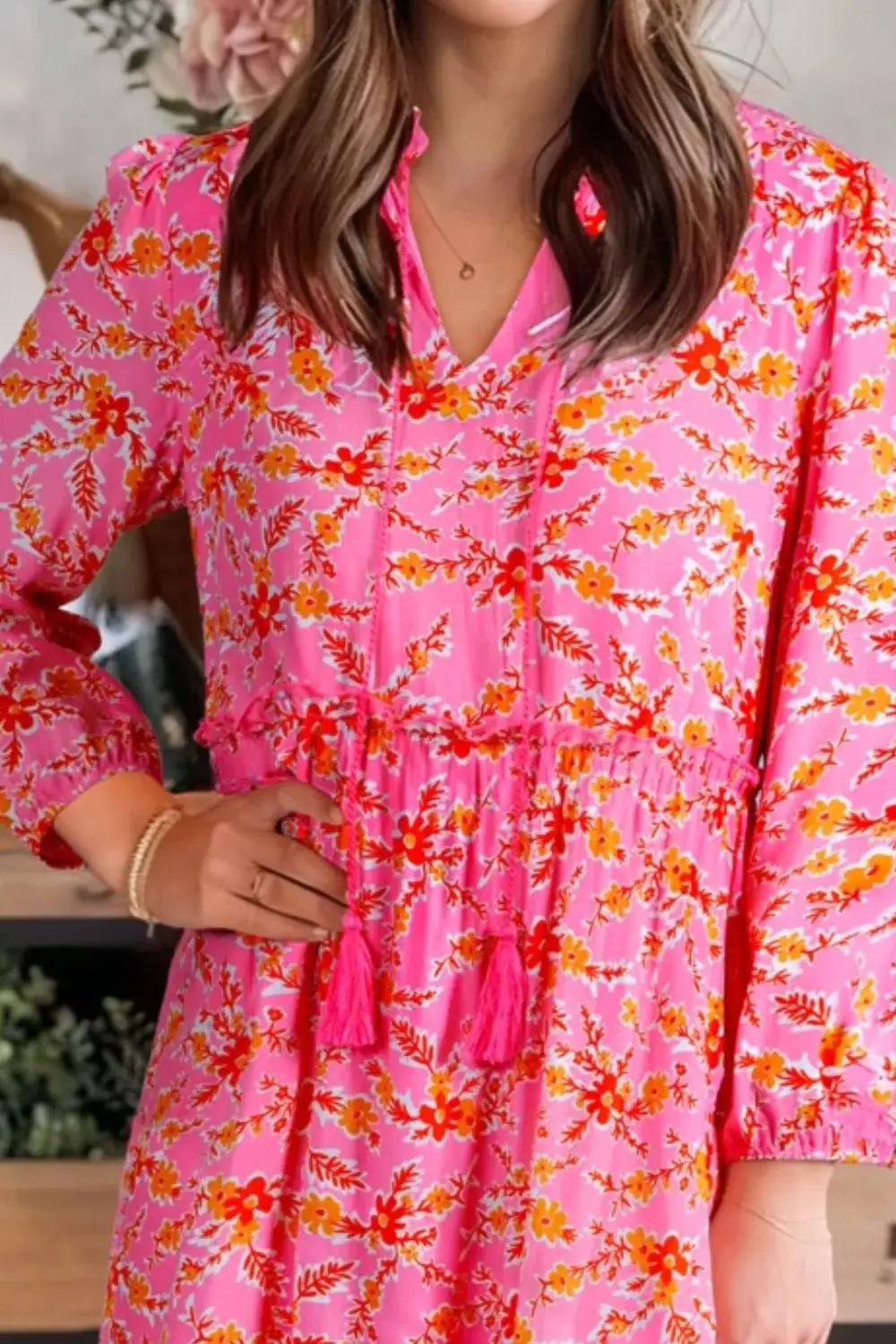 Clean Line Floral Printed Midi Dress