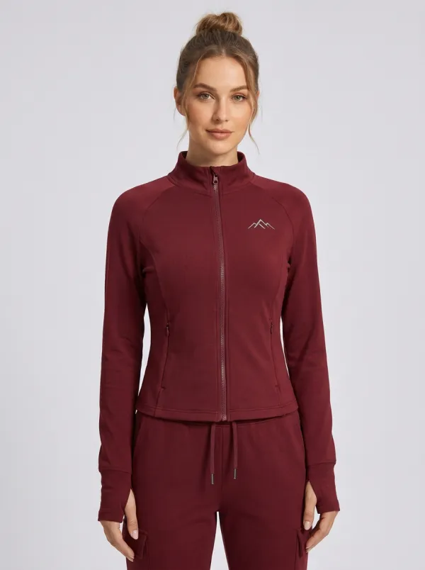 Women's Dusty Blue Zip-Up Track Jacket and Cargo Jogger Set