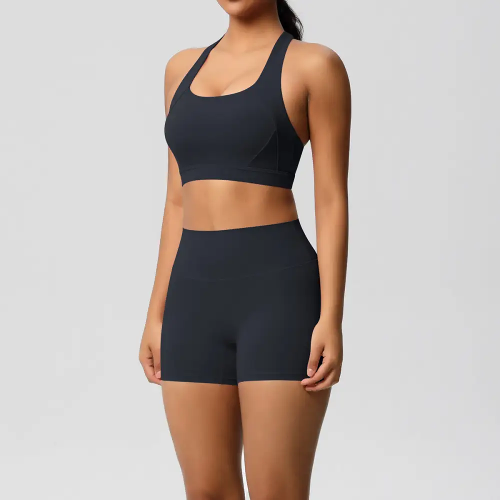 Cross-Back Backless Two-Piece Shorts Active Set