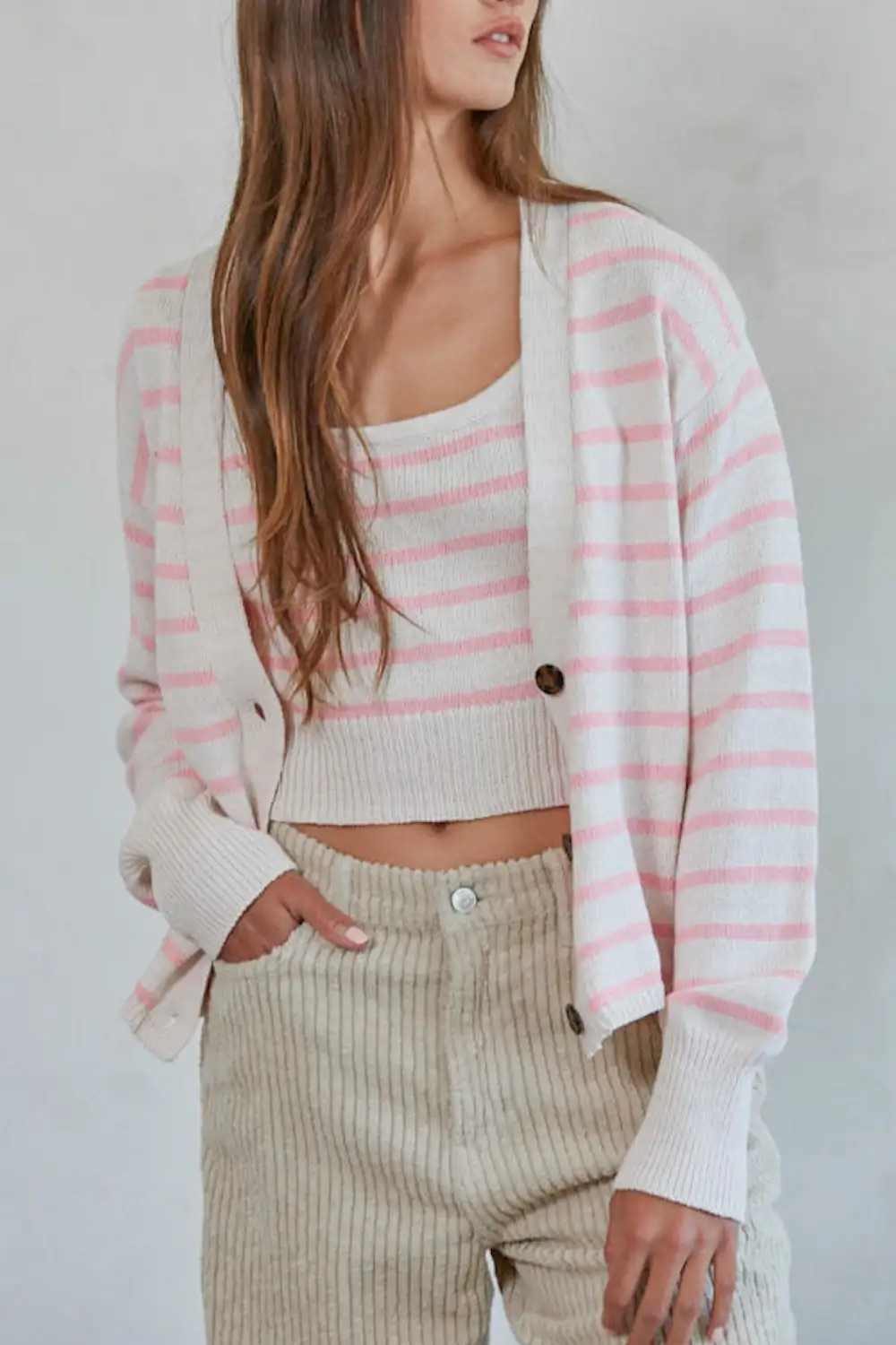 Comfort Fit Knit Striped Cardigan