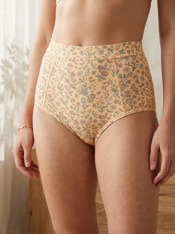 Women's Cottagecore Floral Pattern Printed High-Waisted Panties