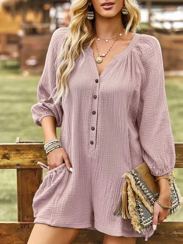 Clean Loose Cotton Linen Jumpsuit