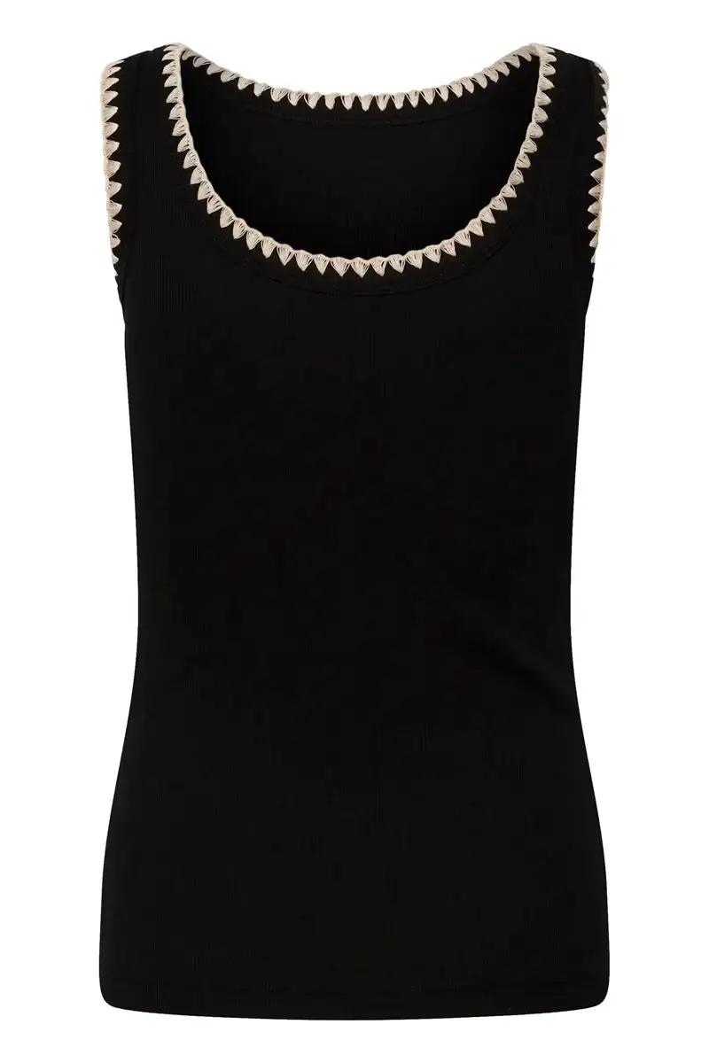 Contrast Stitched Scoop Tank