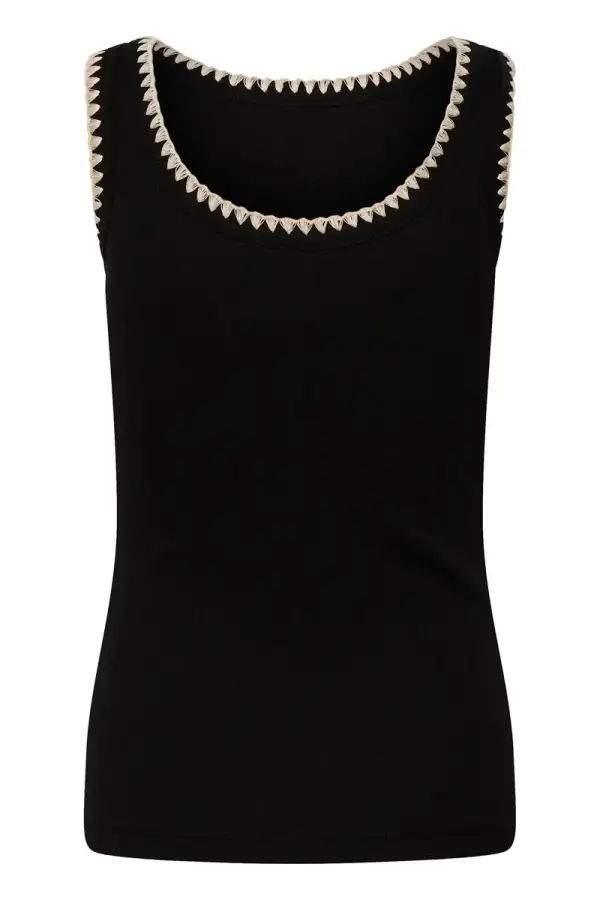 Contrast Stitched Scoop Tank