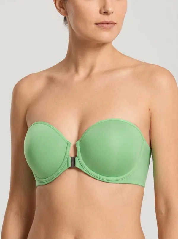 Women's Topstitched Front-Closure Strapless Bra
