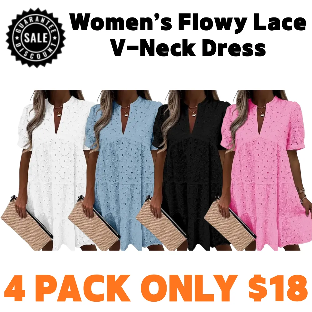 Women’s Flowy Lace V-Neck Dress