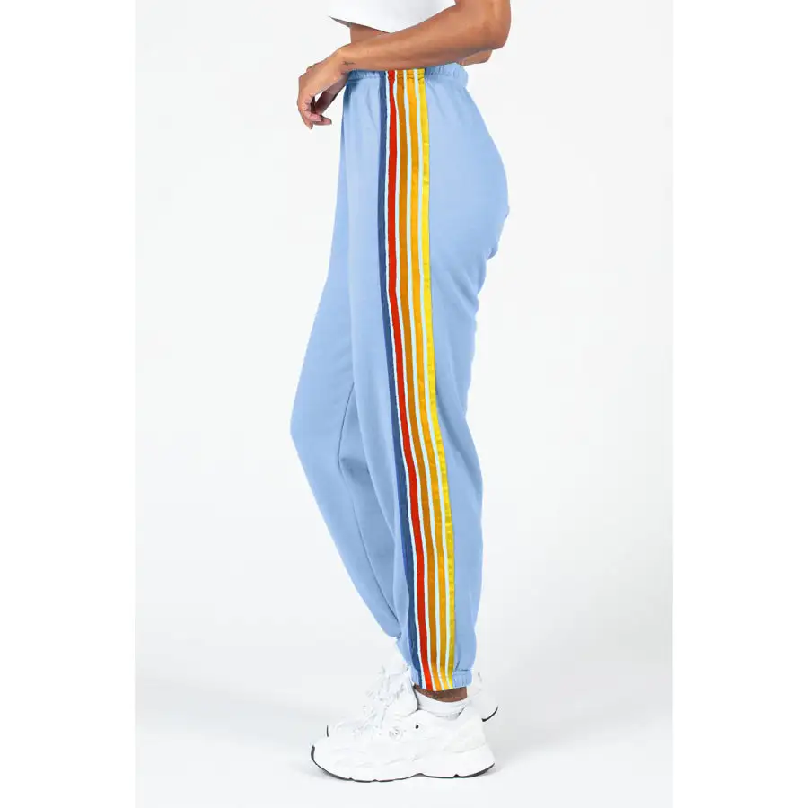 Contrast Striped Elastic Waist Active Pants