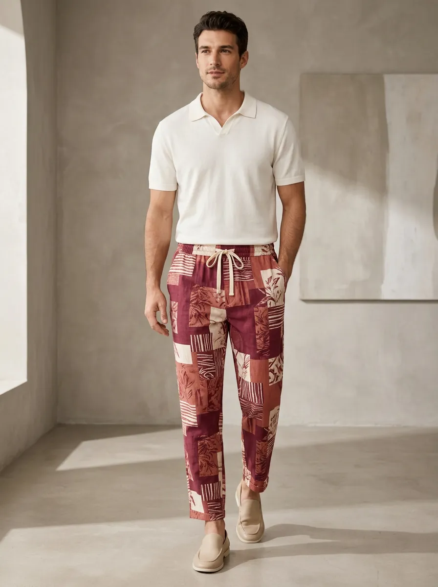 Men's Floral Patchwork Printed Pants