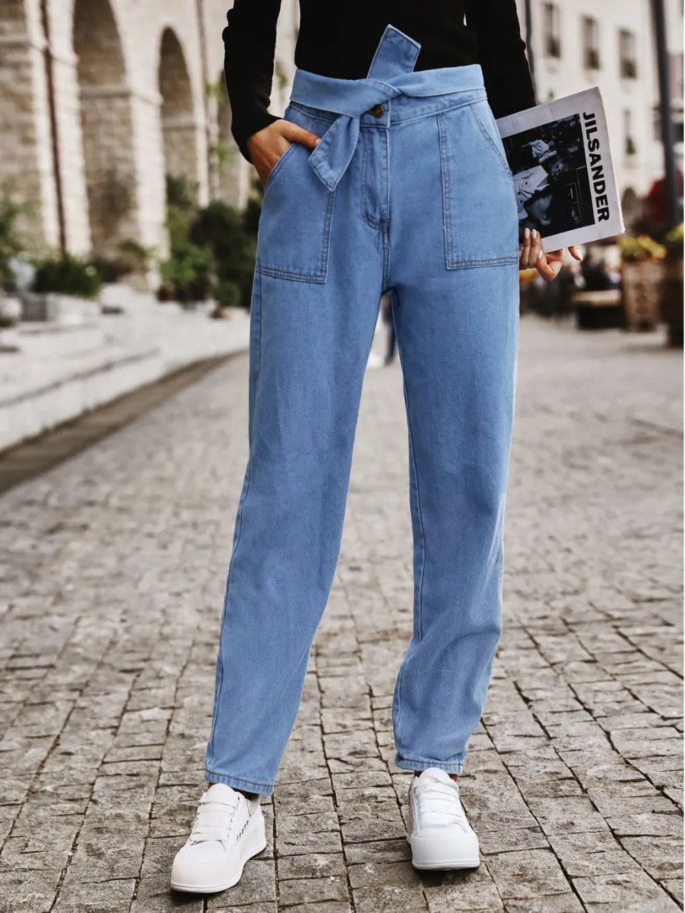 Straight Leg Layered Denim Jeans