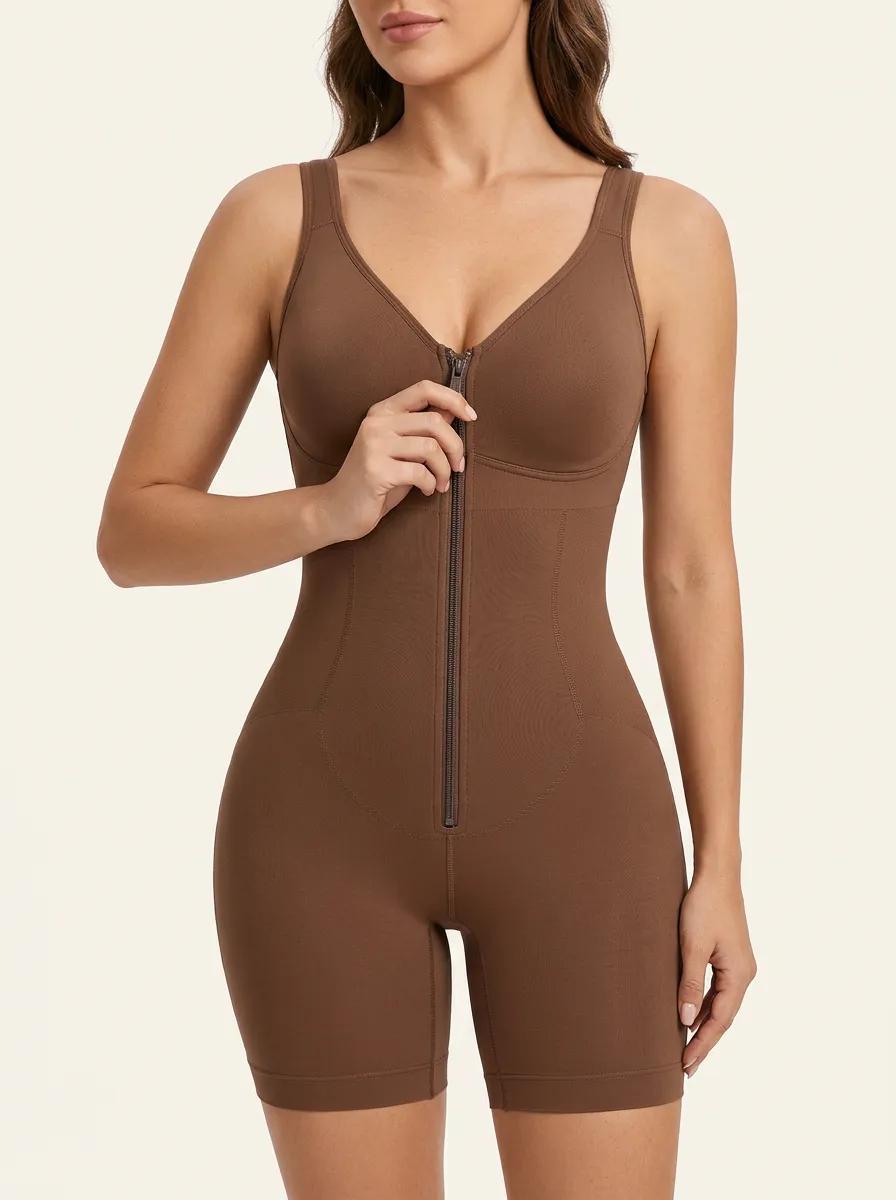Classic Zip-Front Sleeveless Women's Zip-Front Shaping Bodysuit
