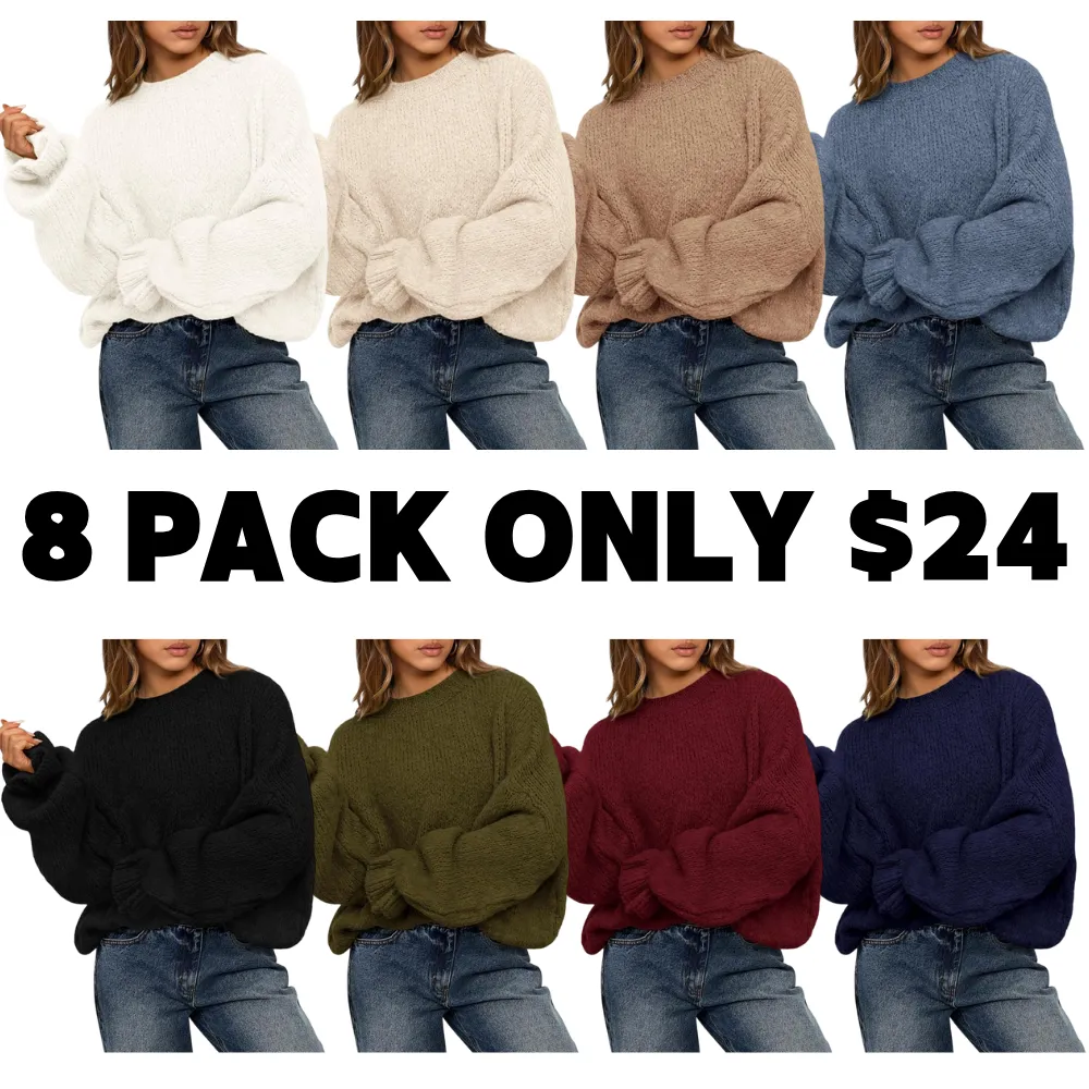 Women's Oversized Sweater Crewneck Long Sleeve