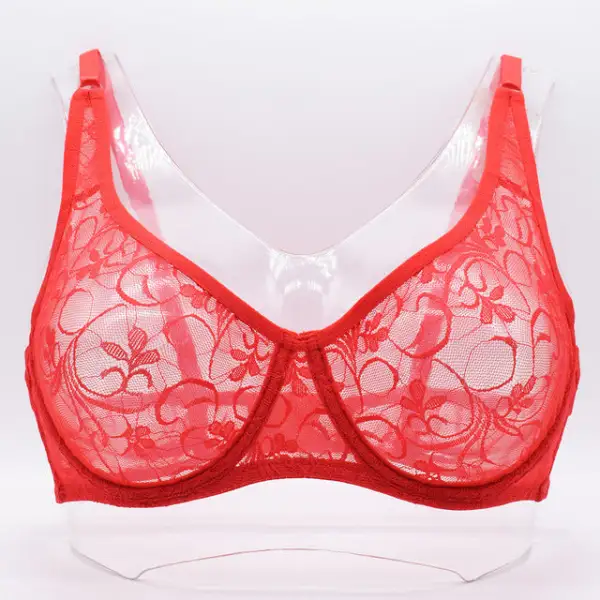 Plus-Size Floral Lace Cup Bra