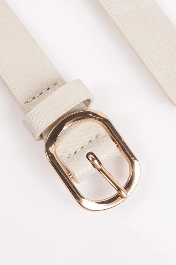 Beige Synthetic Leather Belt