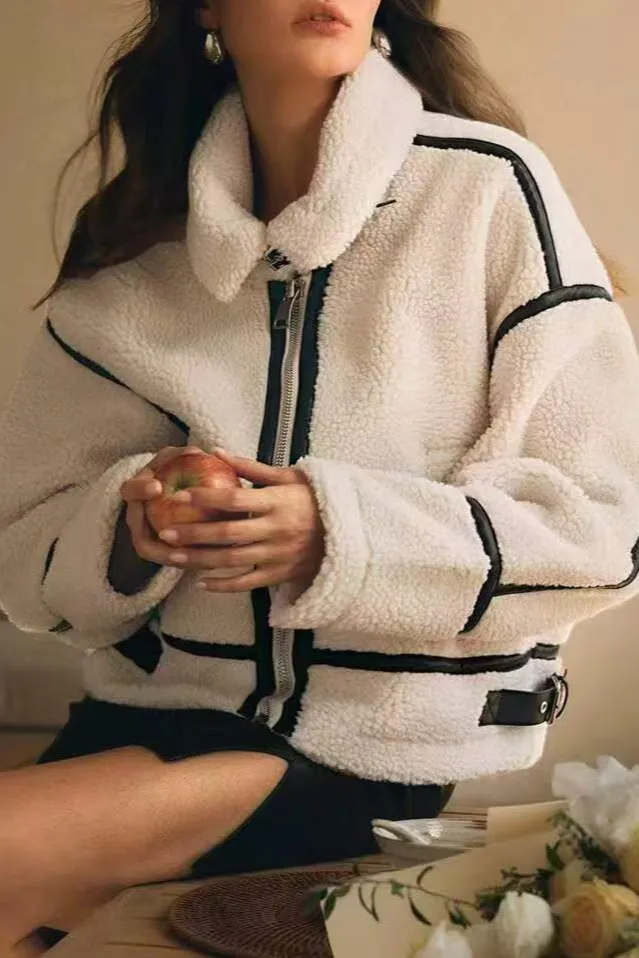 Shearling Cropped Leather Jacket
