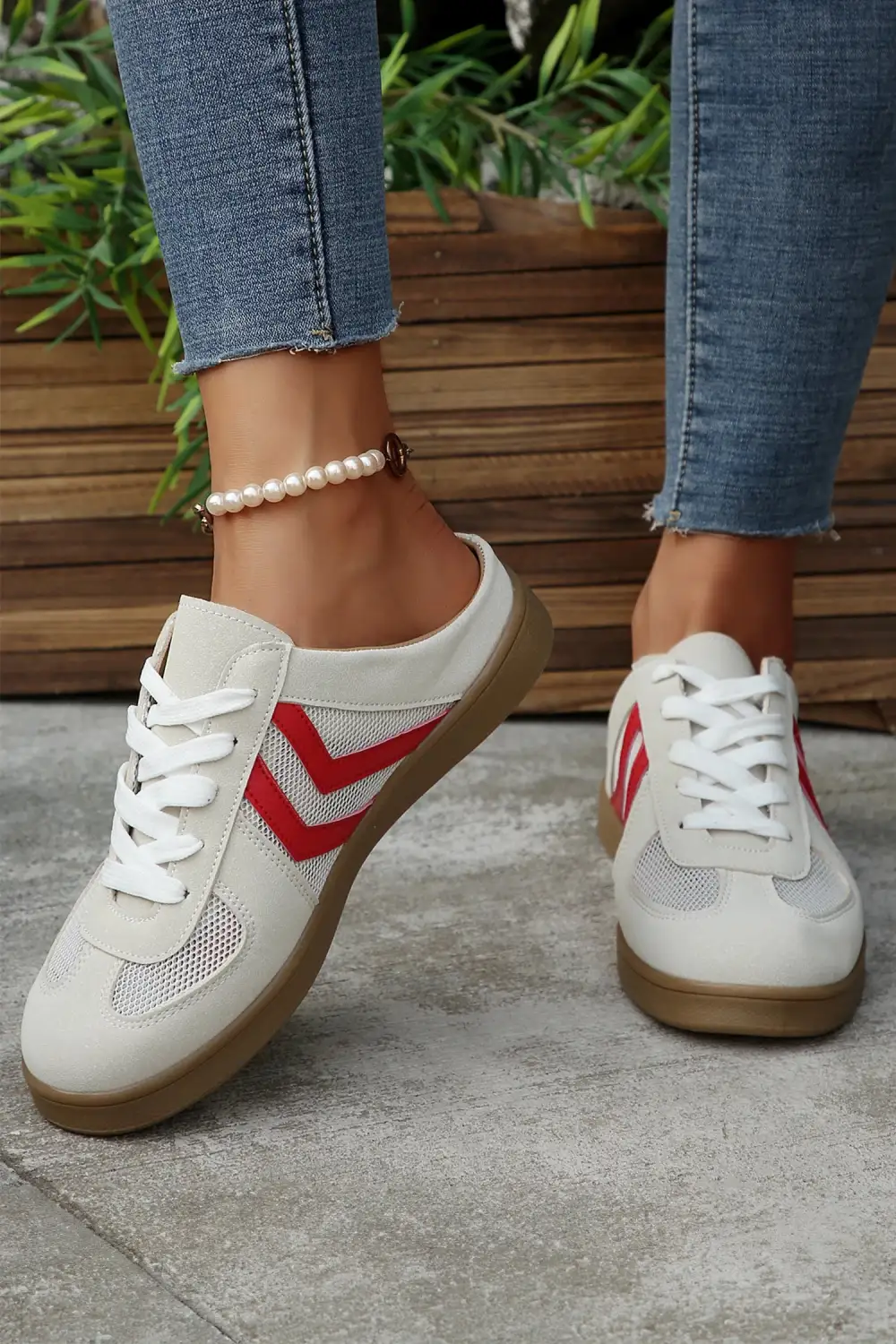 Mesh Leather Slip-On Sneakers