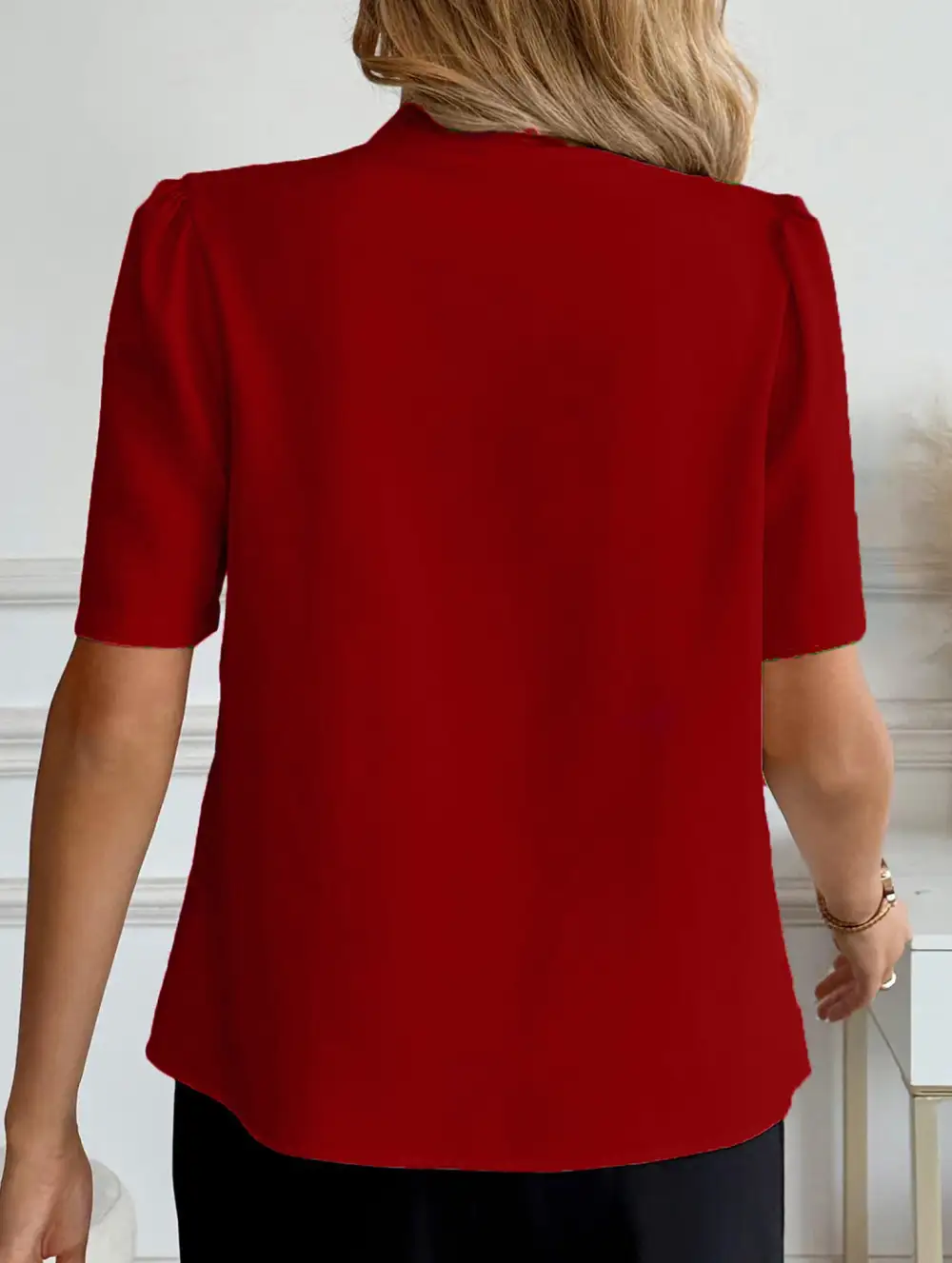 V Neck Button Short Sleeve Shirt