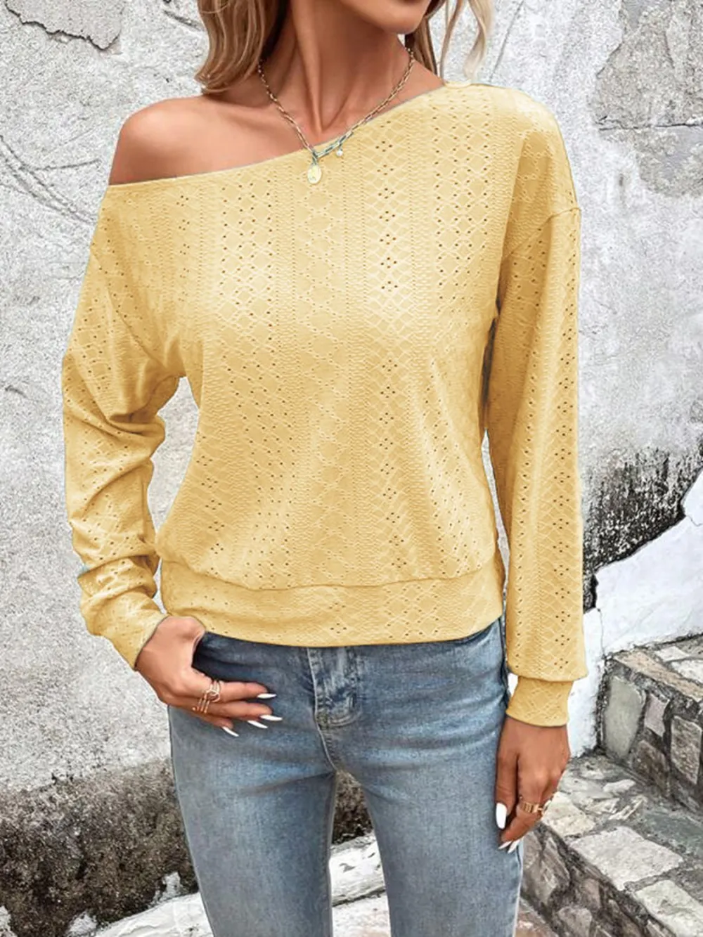 Easy Soft Eyelet V-Neck Blouse